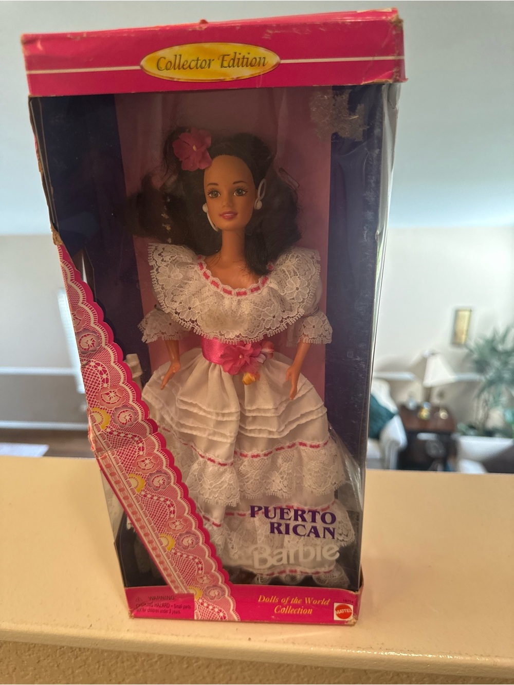 Barbie Puerto Rican Doll in White Dress with Pink Accents Vintage 1996
